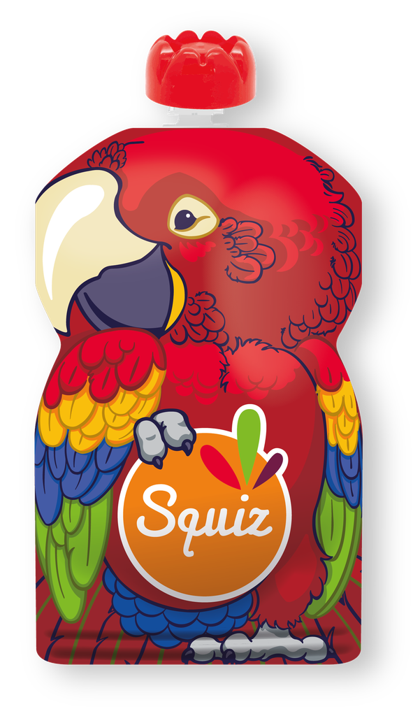 Gourde compote rechargeable écologique - Série Amazonie - Perroquet